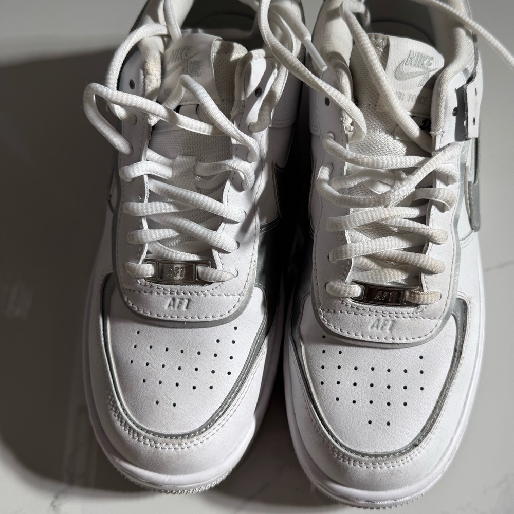 Nike Air Force 1 White and Gray Shoes